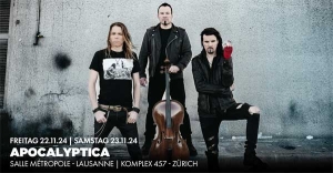 Macht mit, wenn es um 2x2 Eintritte für APOCALYPTICA in Zürich und Lausanne geht